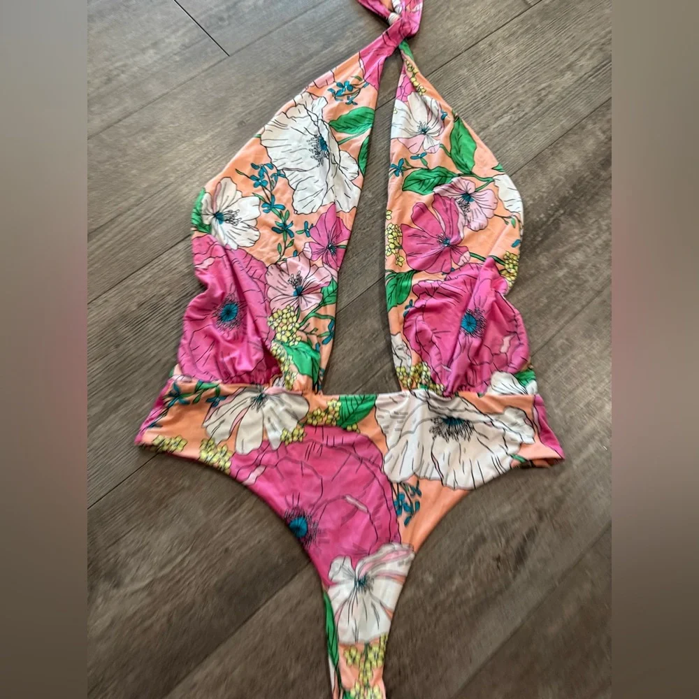 AFRM Pink Floral Women's One Piece Swimsuit